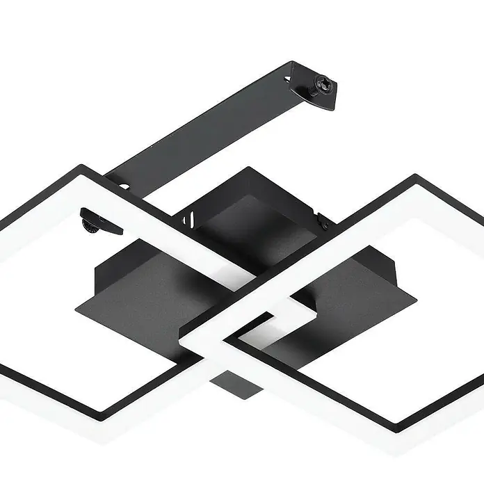 Eglo LED-Deckenleuchte PARANDAY-Z - 21,5 W, L x B x H: 52,5 x 31 x 6 cm, Schwarz - Moderne schwarz-weiße LED-Deckenleuchte mit eckigem, geometrischem Design.