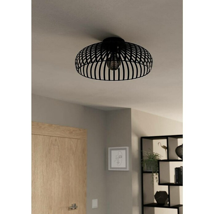 Eglo Deckenleuchte rund MOGANO 3 (40 W, Ø x H: 43 x 18 cm, Schwarz, Schwarz, E27) | BAUHAUS