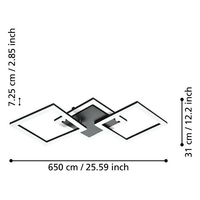 Eglo LED-Deckenleuchte PARANDAY-Z (32,4 W, L x B x H: 65 x 31 x 6 cm, Schwarz) | BAUHAUS