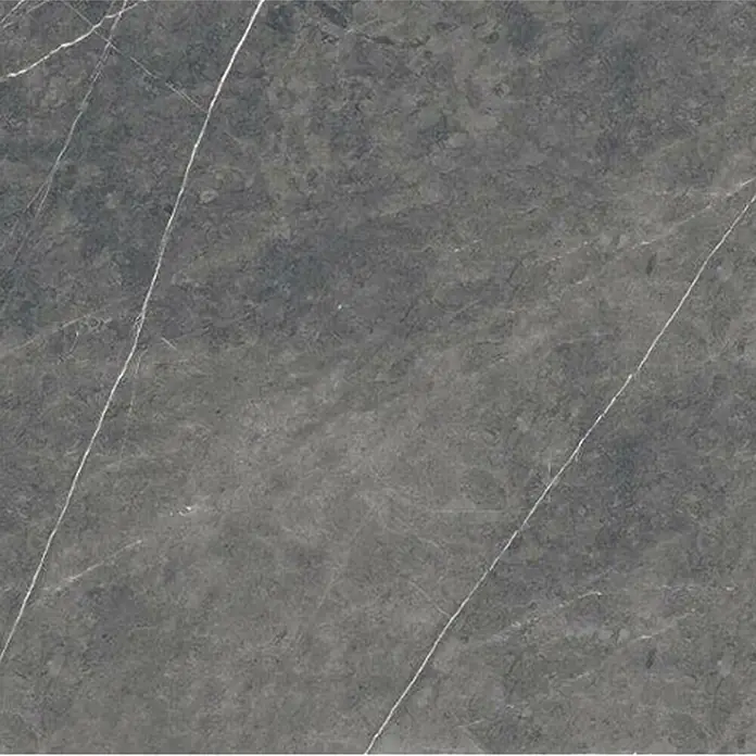 Feinsteinzeugfliese Ciana Mist - 120 x 240 cm, Anthrazit, Glänzend - Graue Marmorfliese mit weißen Adern, ideal für stilvolle Boden- oder Wandgestaltung. Elegantes Natursteinmuster für moderne Innenräume.