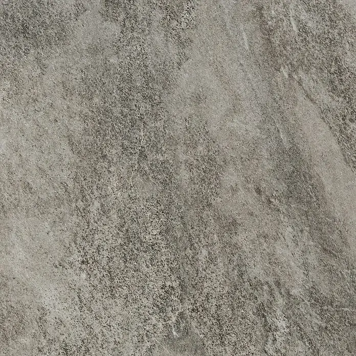 Diephaus Terrassenfliese Columbia - 60 x 60 x 4 cm, Quarzit, Beton - Nahaufnahme einer stilvollen, grauen Keramikfliese mit einer natürlichen, strukturierten Oberfläche. Perfekt für moderne Wohnräume.