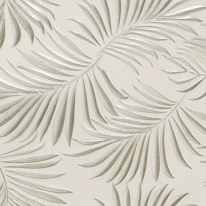 Wandfliese Palmeto Dekor Perla - 30 x 90 cm, Hellgrau, Matt - Stilvolles Palmenblattmuster in Silberoptik. Elegantes Design für moderne Wohnräume, das tropisches Flair vermittelt.\n