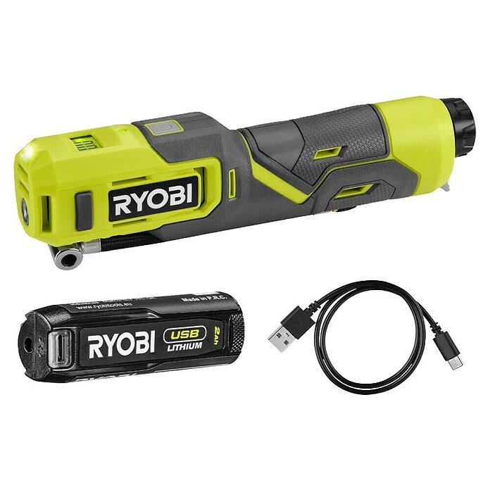 Ryobi 4V USB Accucompressor Mini RI4-120G (4 V, 1 accu, 2 Ah, 6,9 bar) | BAUHAUS