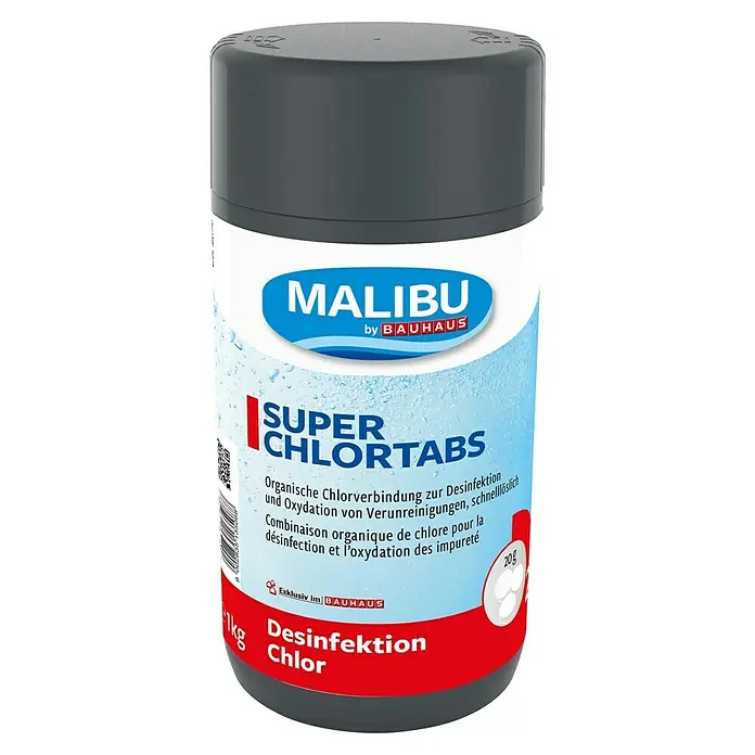 Malibu Super-Chlortabs 20 g1 kg - Malibu Super Chlortabs: Organische Chlorverbindung zur Desinfektion und Oxydation von Verunreinigungen, 1 kg.