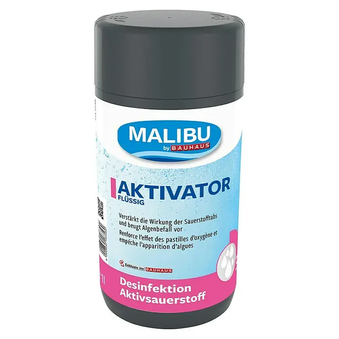 Malibu Sauerstoff-Aktivator - 1.000 ml - Abbildung einer Malibu Aktivsauerstoff Desinfektionsflüssigkeit zur Verstärkung der Wirkung von Sauerstofftabletten.