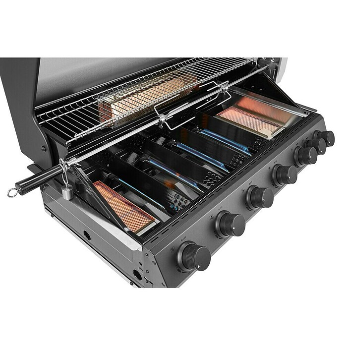 Kingstone Barbacoa de gas Cliff 6005-2 IR Black (Superficie de la parrilla (An x Pr): 90,5 x 45 cm, 24,2 kW, Número de quemadores: 6) | BAUHAUS