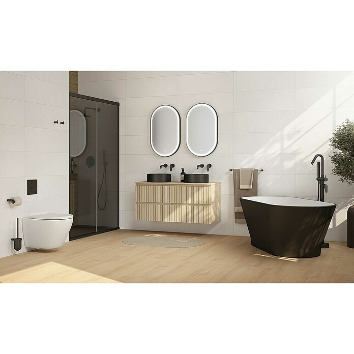 Camargue Bañera independiente Malmo (L x An: 70 x 150 cm, Negro/Blanco) | BAUHAUS