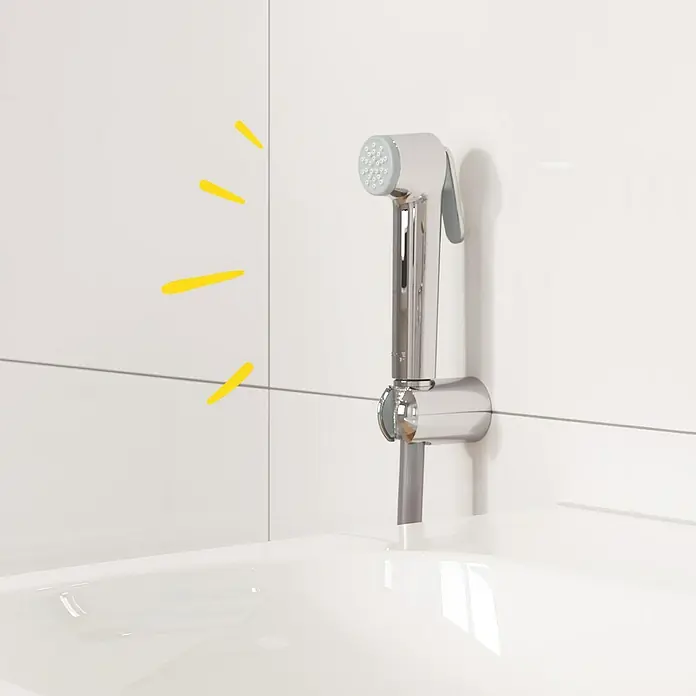 Grohe Handbrause Vitalio Trigger Spray - Kunststoff, Chrom, Verchromt - Wandmontierte Chrom-Bidetbrause mit grauer Düse.