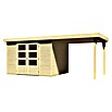 Karibu Gartenhaus Askola (L x B: 246 x 522 cm, Wandstärke: 19 mm, Flachdach, Natur, Mit Anbau)