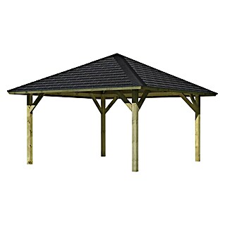 Karibu Pavillon Holm 1 Set (431 x 431 cm, Schwarz, Natur)