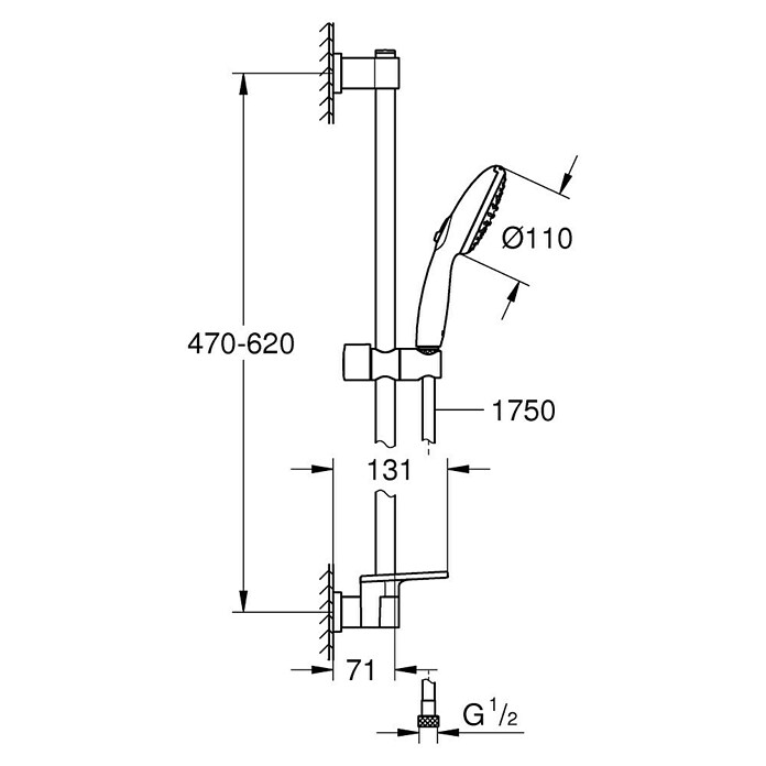 Grohe QuickFix Vitalio Start Brause-Set 110 II (Silber, Metall, Anzahl Strahlarten: 2 Stk.) | BAUHAUS