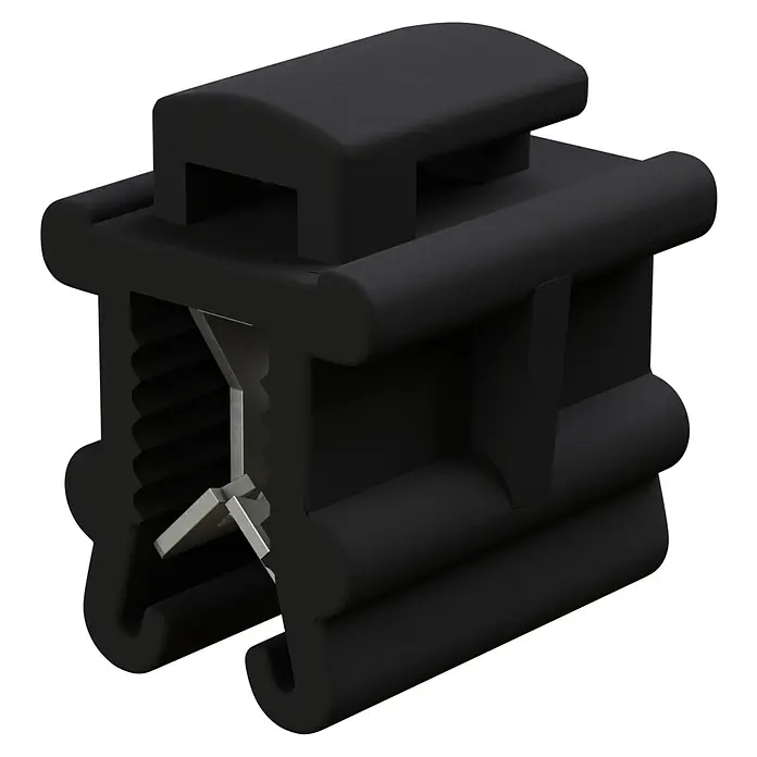 Solavento Windleitblechverbinder - Geeignet für: Flachdach - Schwarze Kunststoff-Kabelklemme mit Metalleinsatz zur Befestigung von Elektrokabeln oder Leitungen.
