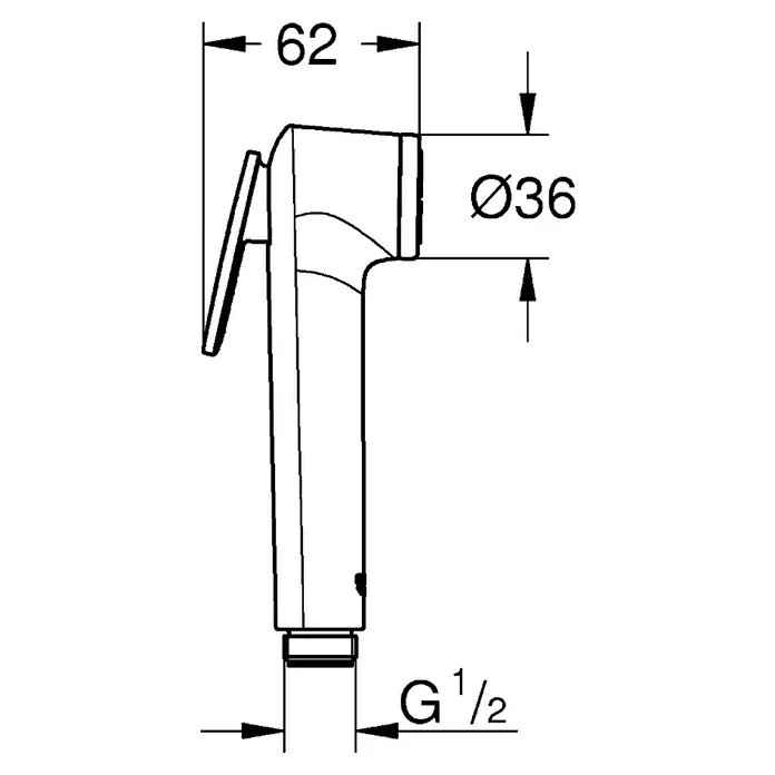 Grohe Handbrause Vitalio Trigger Spray - Kunststoff, Chrom, Verchromt - Schlanker, metallischer Handbrausekopf für Bidet mit Auslöser und G 1/2 Anschluss.