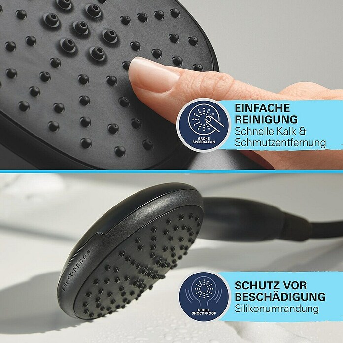 Grohe Vitalio Start Sistema de ducha (Altura: 101,6 cm, Con termóstato, Número de tipos de chorro: 2 ud., Negro) | BAUHAUS