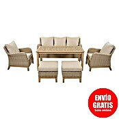 Sunfun Conjunto de muebles Lola (6 pzs., Ratán sintético/Madera de acacia, Marrón) | BAUHAUS