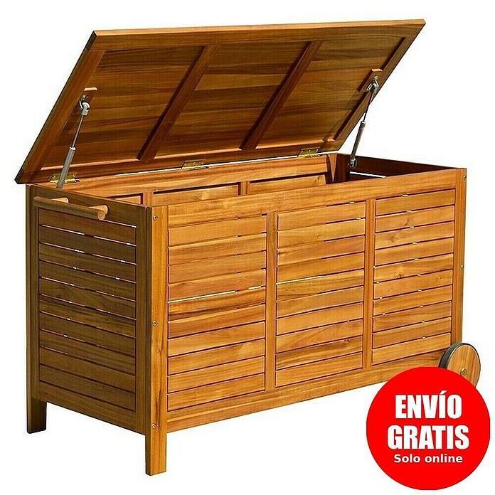 Baúl para jardín Amira (L x An x Al: 124 x 55,5 x 66 cm, Natural, Madera) | BAUHAUS