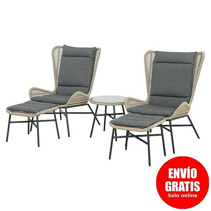 Conjunto de muebles Frida (5 pzs., Acero/Textiline, Antracita/Marrón) | BAUHAUS