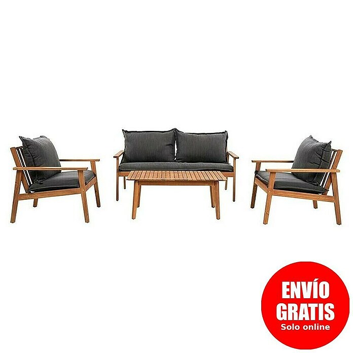 Sunfun Conjunto de muebles Edis (4 pzs., Madera de acacia, Marrón/Antracita) | BAUHAUS
