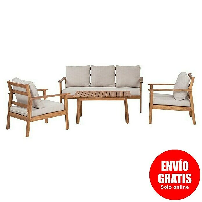 Sunfun Conjunto de muebles Aroa (4 pzs., Madera de acacia, Marrón/Gris) | BAUHAUS