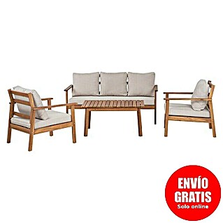 Sunfun Conjunto de muebles Aroa (4 pzs., Madera de acacia, Marrón/Gris)