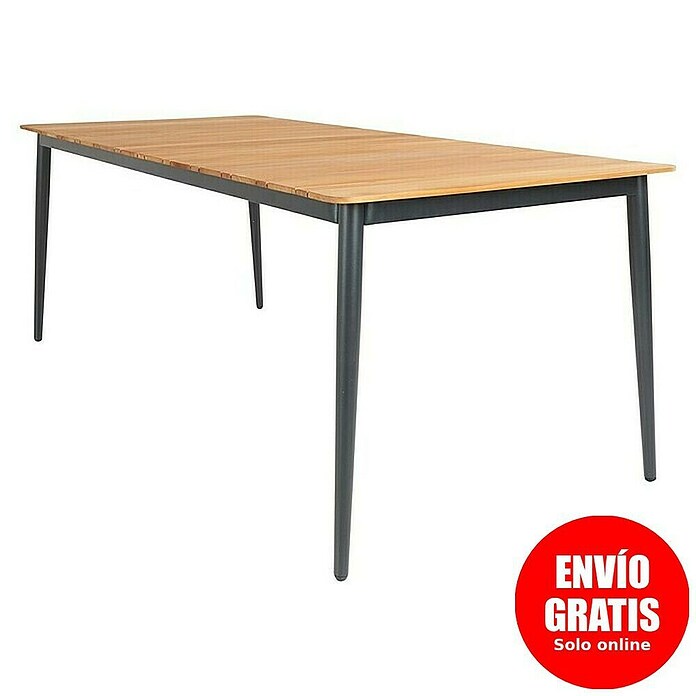 Sunfun Mesa de jardín Greta (L x An x Al: 200 x 100 x 75 cm, Acero/Teca, Antracita/Natural) | BAUHAUS