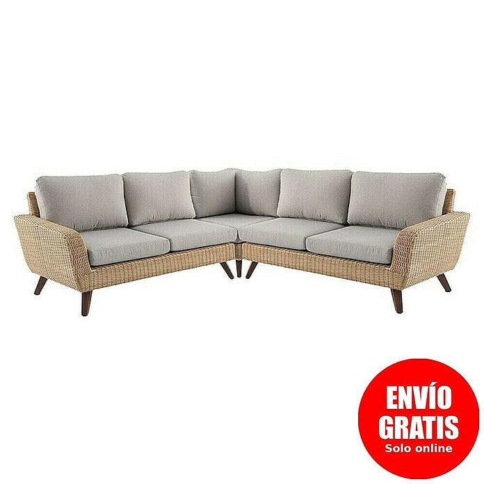 Sofá esquinero Royal (Beige, L x An x Al: 234 x 234 x 75 cm, Ratán sintético/Aluminio) | BAUHAUS