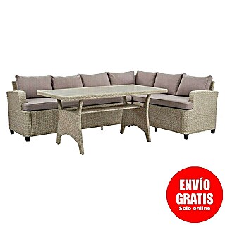 Sunfun Conjunto de muebles Namsted (3 pzs., Ratán sintético/Acero, Beige)