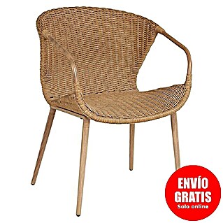 Sunfun Silla de jardín Jaanvi (L x An x Al: 56 x 67,5 x 81 cm, Natural, Ratán sintético/Acero)