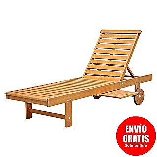 Sunfun Diana Tumbona de jardín (L x An x Al: 190 x 65 x 33 cm, Marrón natural, Madera, Barra antivuelco)