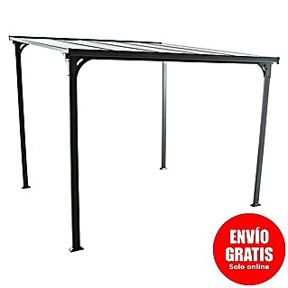 Sunfun Pérgola adosada Chipre (An x Pr: 300 x 300 cm, Color del armazón: Antracita, Acero, Color del techo: Antracita)