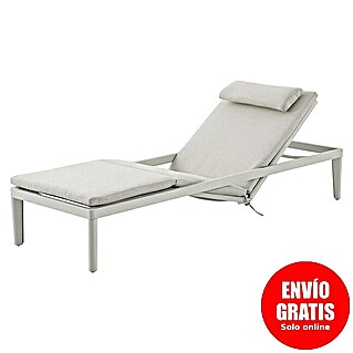 Sunfun Solo Tumbona de jardín (L x An x Al: 200 x 67,5 x 32 cm, Gris claro, Aluminio, Respaldo regulable)