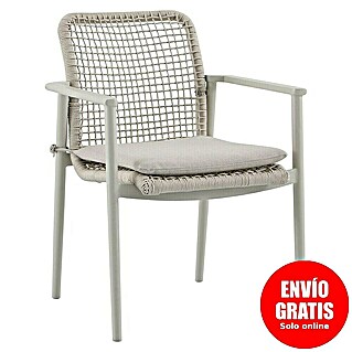 Sunfun Solo Silla de jardín (L x An x Al: 63 x 67 x 85 cm, Beige, Aluminio/Olefina, Apilable)