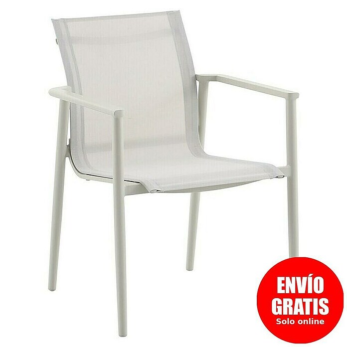 Sunfun Silla de jardín Iris (L x An x Al: 63 x 63 x 85 cm, Beige, Aluminio/Textiline, Apilable) | BAUHAUS