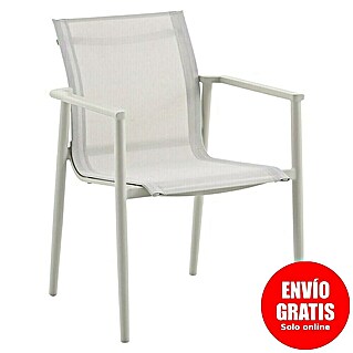 Sunfun Silla de jardín Iris (L x An x Al: 63 x 63 x 85 cm, Beige, Aluminio/Textiline, Apilable)