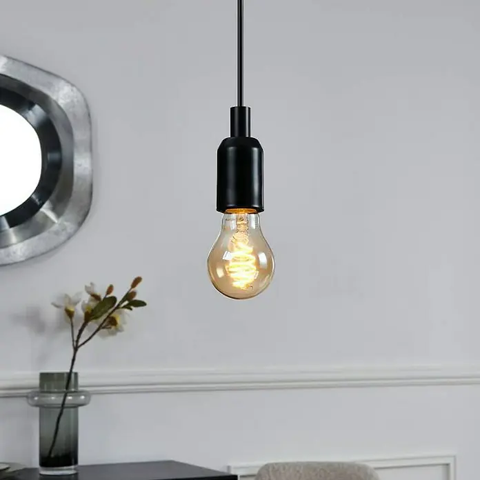 Eglo connect.z Smart-LED-Lampe - E27, Dimmbar, Tageslichtweiß, 360 lm - Schwarze Pendelleuchte mit einer dekorativen Glühbirne, die ein warmes Licht ausstrahlt und eine moderne Ästhetik bietet.