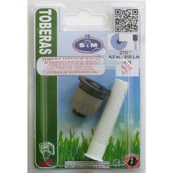 Tobera pulverizadora para difusor 610 l/h - 2 pzs. - Embalaje de una tobera difusora S&M. Accesorio de riego para jardín, con cabezal de aspersión y filtro para óptimo rendimiento.