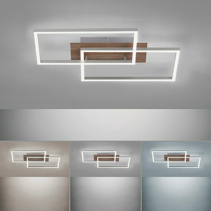 Just Light Plafón LED Iven (15 W, L x An x Al: 50,4 x 42 x 7 cm, Marrón, Blanco cálido) | BAUHAUS