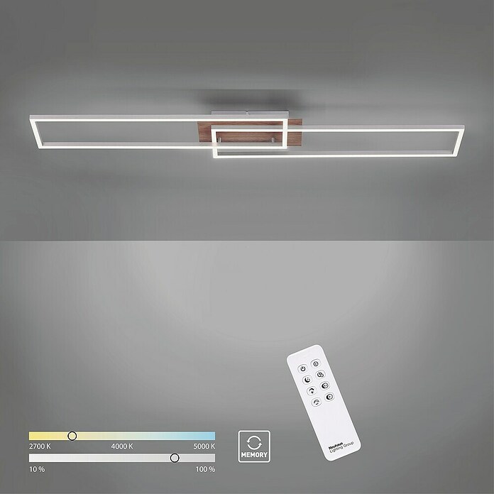 Just Light Plafón LED Iven (20 W, L x An x Al: 110 x 25 x 7 cm, Marrón, Blanco cálido) | BAUHAUS