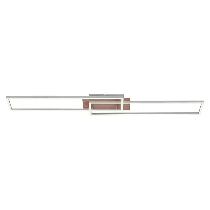 Just Light Plafón LED Iven - 20 W, L x An x Al: 110 x 25 x 7 cm, Marrón, Blanco cálido - Cajones de cocina de madera con marcos blancos. Diseño elegante para cocinas modernas, perfecto para organizar utensilios y vajilla.