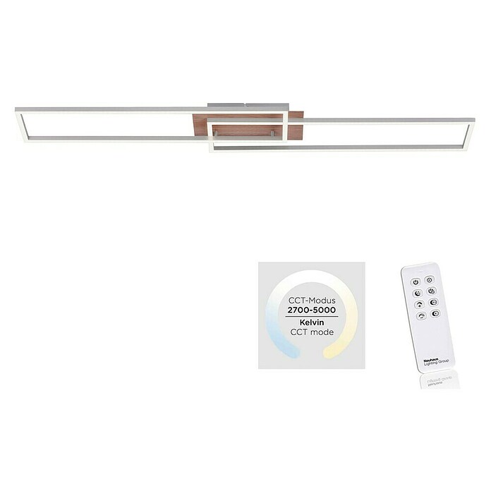 Just Light Plafón LED Iven (20 W, L x An x Al: 110 x 25 x 7 cm, Marrón, Blanco cálido) | BAUHAUS