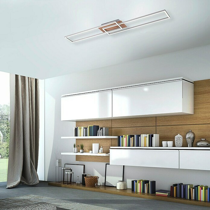 Just Light Plafón LED Iven (20 W, L x An x Al: 110 x 25 x 7 cm, Marrón, Blanco cálido) | BAUHAUS