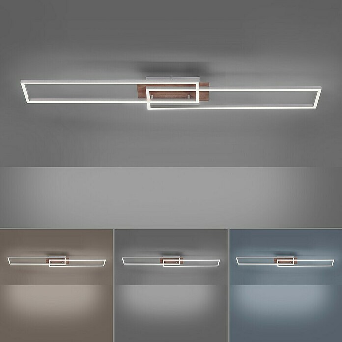 Just Light Plafón LED Iven (20 W, L x An x Al: 110 x 25 x 7 cm, Marrón, Blanco cálido) | BAUHAUS