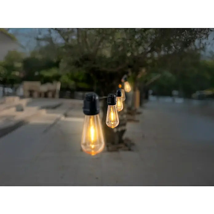 New Garden Guirnalda luminosa LED Allegra - Para exterior, 20 ud., Funcionamiento en red - Las bombillas decorativas iluminan el camino, creando un ambiente cálido en el jardín. Las bombillas tienen un diseño antiguo.