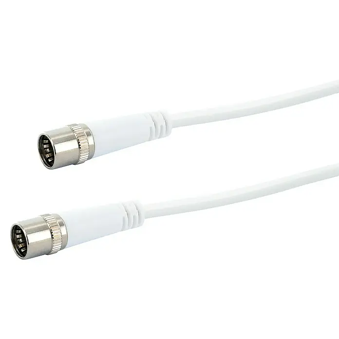 Schwaiger SAT-Anschlusskabel F-Quick-Stecker - Weiß, 7,5 m, 10 dB - Weißes Kabel mit weiblichen DIN-Steckern an beiden Enden.