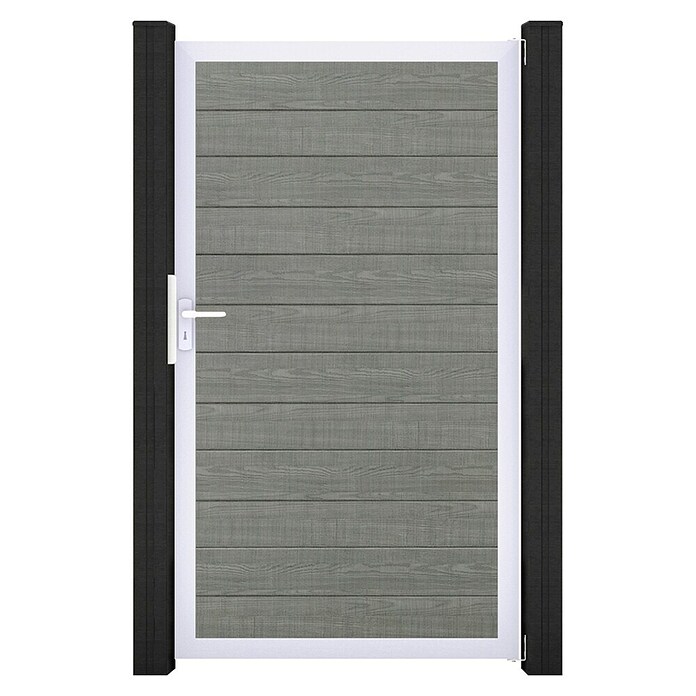 GroJa BasicLine Gartentor Schmal (100 x 180 cm, Grey Ash Cut (EV1), Kunststoff) | BAUHAUS