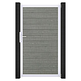 GroJa BasicLine Gartentor Schmal (100 x 180 cm, Grey Ash Cut (EV1), Kunststoff)