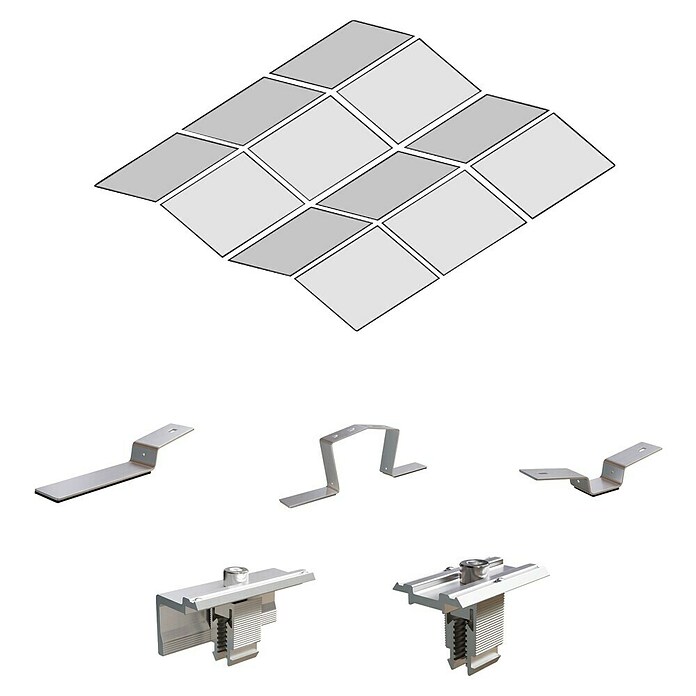 Solavento Befestigungs-Set (Passend für: 12 Solarmodule (4x3), Witterungsbeständig, Geeignet für: Flachdach, Gesamtstückzahl: 68 Stk.) | BAUHAUS
