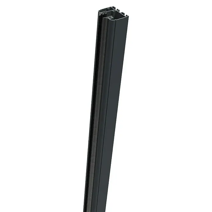 GroJa Klemmschiene - Länge: 181 cm, Anthrazit RAL 7016, Links - Dunkelgraues Profil mit integrierter Bürstendichtung.