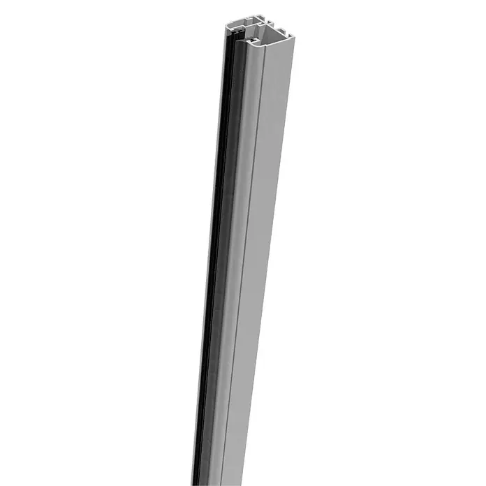 GroJa Klemmschiene - Länge: 181 cm, Silbergrau RAL 7001 - Silbernes Aluminiumprofil mit integrierter schwarzer Gummidichtung für Tür- oder Fensterrahmen.