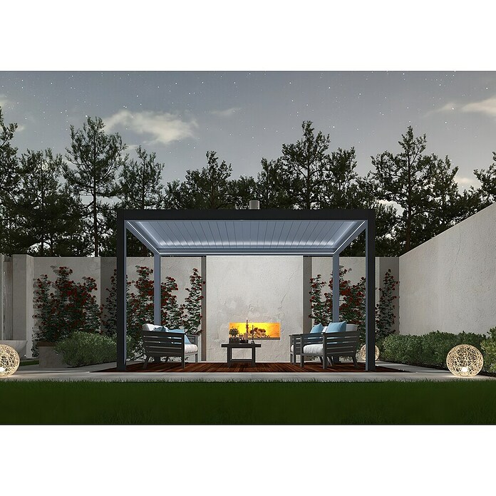 Paviljon z lamelami Model Y  (Š x G: 2.893 x 4.000 mm, Barva ogrodja: Antracit, Aluminij) | 8298 - Gartenzelte/Pavillons | ICFA - Sonnenschutz | ICF - Sonnenschutz | IC - Freizeit im Garten | I - Stadtgarten | BAUHAUS